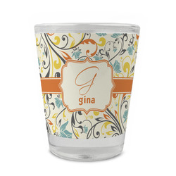 Swirly Floral Glass Shot Glass - 1.5 oz - Set of 4 (Personalized)