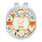 Swirly Floral Golf Ball Marker - Hat Clip - Silver