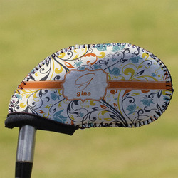 Swirly Floral Golf Club Iron Cover (Personalized)