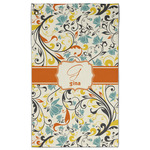 Swirly Floral Golf Towel - Poly-Cotton Blend w/ Name and Initial