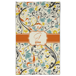 Swirly Floral Golf Towel - Poly-Cotton Blend w/ Name and Initial