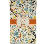 Swirly Floral Golf Towel - Poly-Cotton Blend - Small w/ Name and Initial