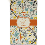Swirly Floral Golf Towel - Poly-Cotton Blend - Small w/ Name and Initial