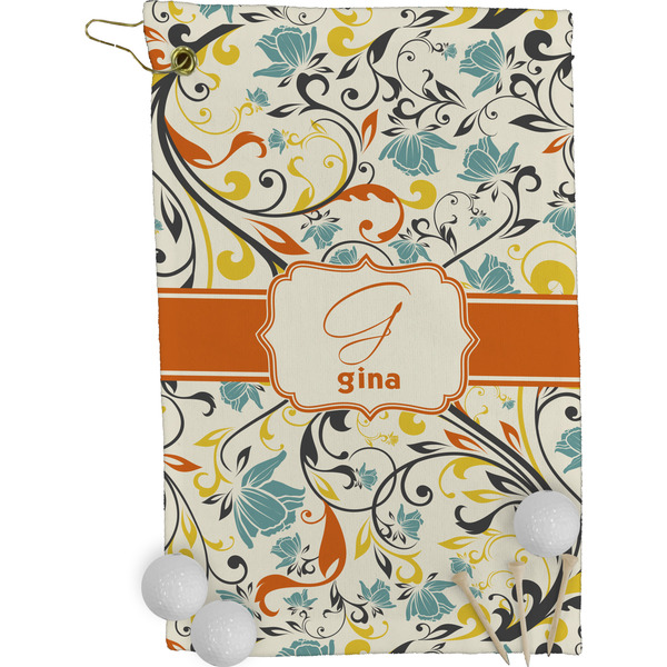 Swirly Floral Golf Towel (Personalized)