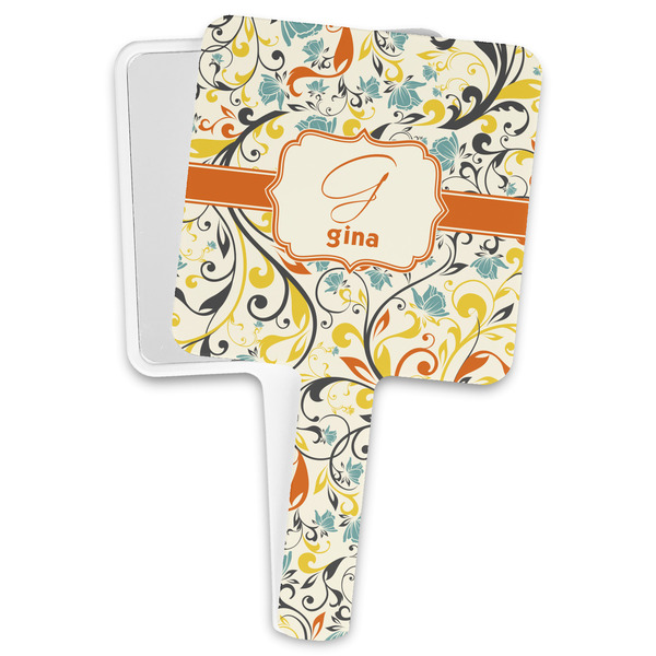 Custom Swirly Floral Hand Mirror (Personalized)