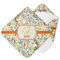 Swirly Floral Hooded Baby Towel (Personalized)