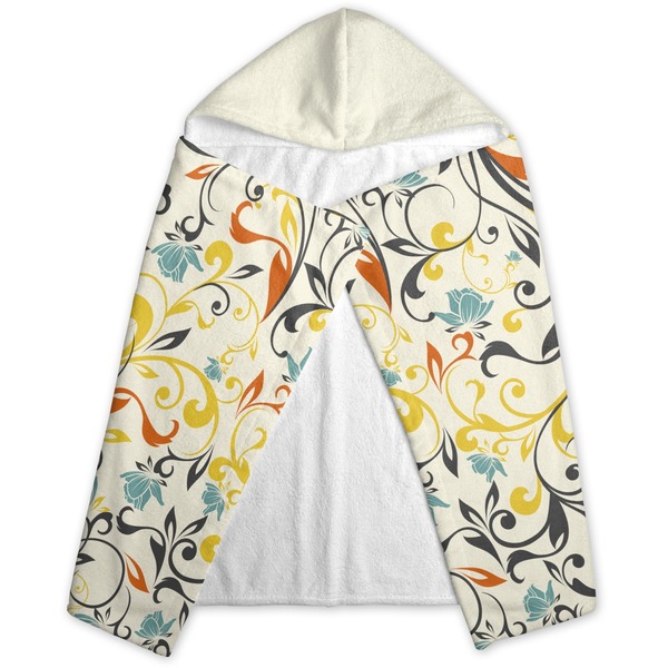 Swirly Floral Hooded Towel - Folded