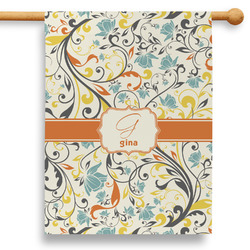 Swirly Floral 28" House Flag - Double Sided (Personalized)