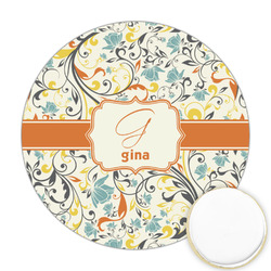 Swirly Floral Printed Cookie Topper - Round (Personalized)
