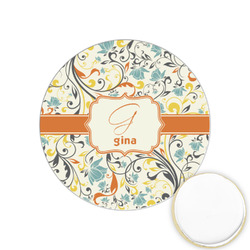 Swirly Floral Printed Cookie Topper - 1.25" (Personalized)