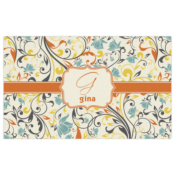 Swirly Floral Indoor / Outdoor Rug - 3'x5' - Front Flat