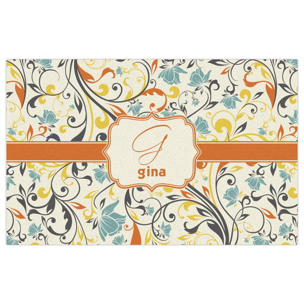 Swirly Floral Indoor / Outdoor Rug - 5'x8' - Front Flat