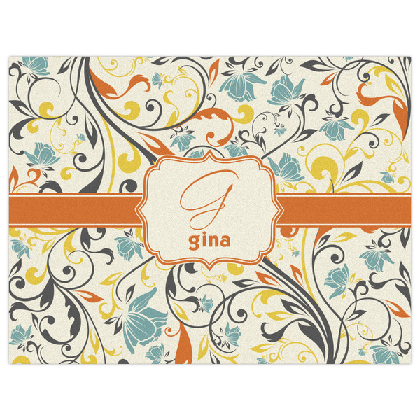 Swirly Floral Indoor / Outdoor Rug - 6'x8' - Front Flat