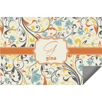 Swirly Floral Indoor / Outdoor Rug - 3'x5' (Personalized)