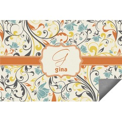 Swirly Floral Indoor / Outdoor Rug (Personalized)