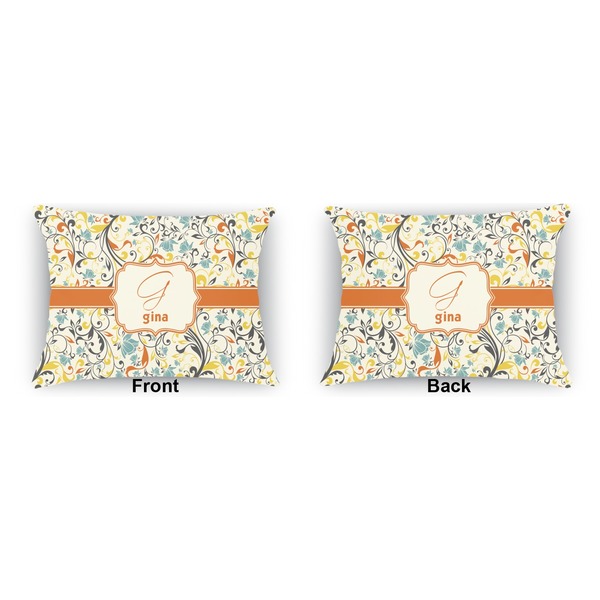 Swirly Floral Indoor Rectangular Burlap Pillow (Front and Back)