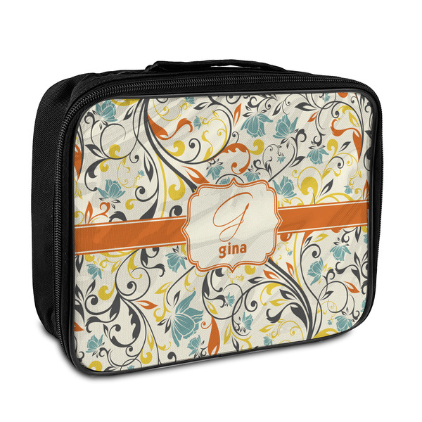 Custom Swirly Floral Insulated Lunch Bag (Personalized)