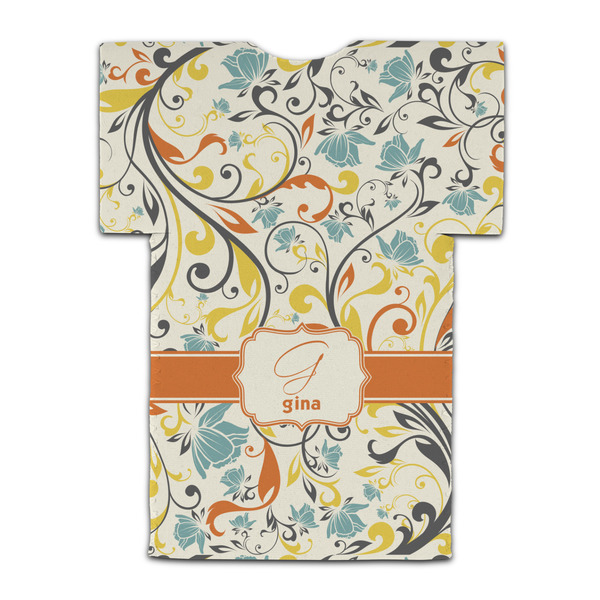 Swirly Floral Jersey Bottle Cooler - BACK (flat)