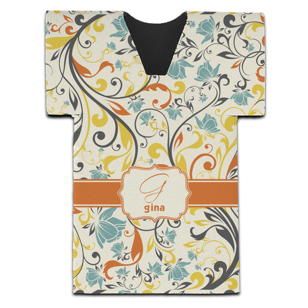 Custom Swirly Floral Jersey Bottle Cooler (Personalized)