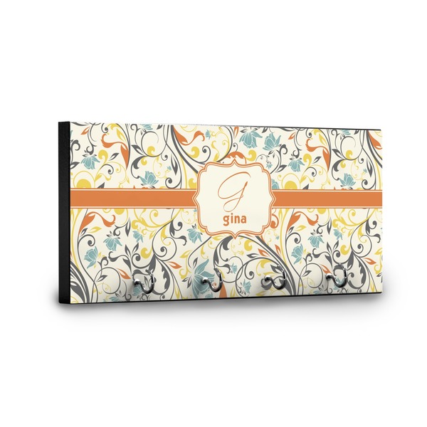 Swirly Floral Key Hanger - Front View with Hooks