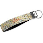 Swirly Floral Webbing Keychain Fob - Small (Personalized)