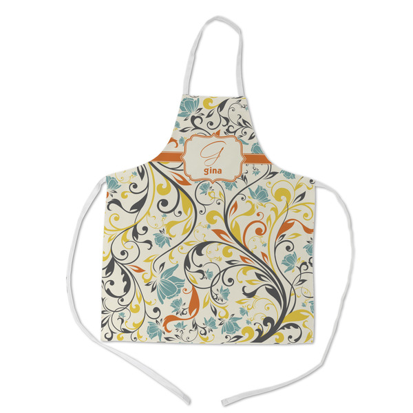 Custom Swirly Floral Kid's Apron - Medium (Personalized)