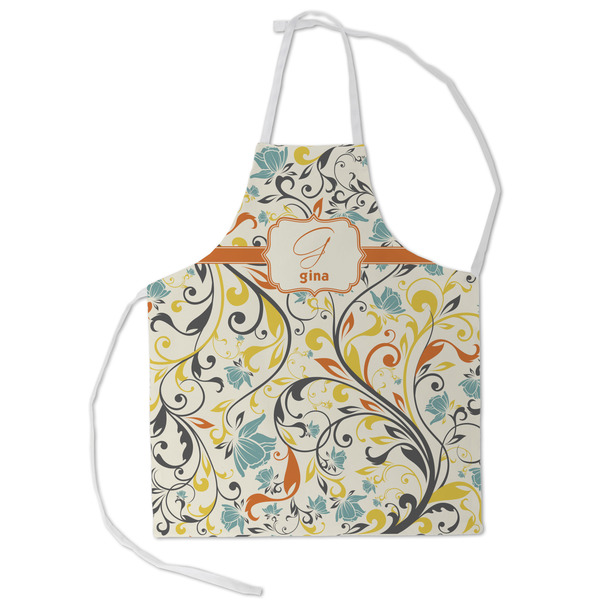 Custom Swirly Floral Kid's Apron - Small (Personalized)