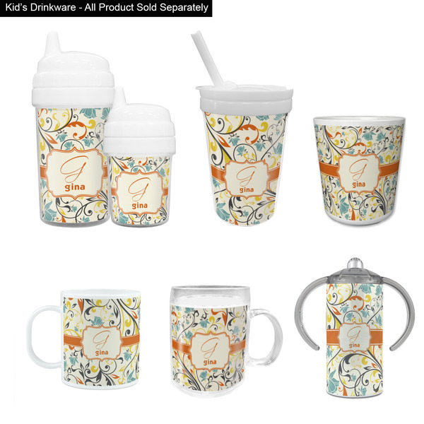 Swirly Floral Kid's Drinkware - Customized & Personalized