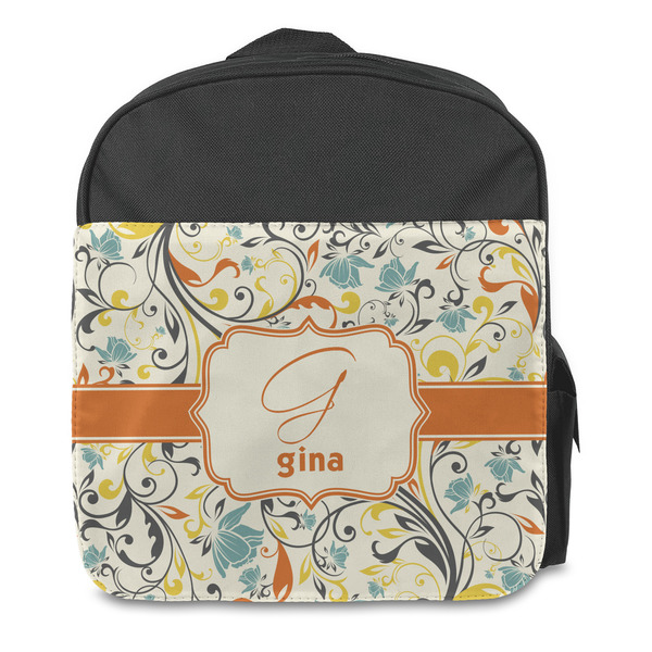 Swirly Floral Kids Backpack - Front