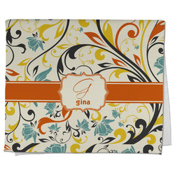 Swirly Floral Kitchen Towel - Poly Cotton w/ Name and Initial