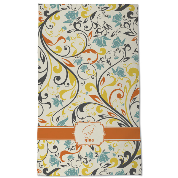 Swirly Floral Kitchen Towel - Poly Cotton - Full Front
