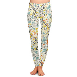 Swirly Floral Ladies Leggings - Extra Small