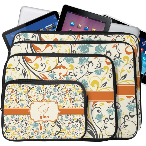 Swirly Floral Laptop Case Sizes