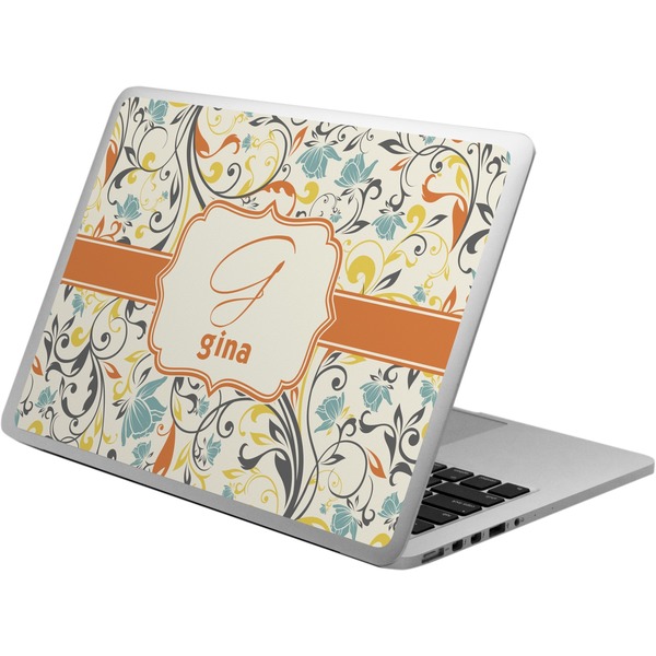 Custom Swirly Floral Laptop Skin - Custom Sized (Personalized)