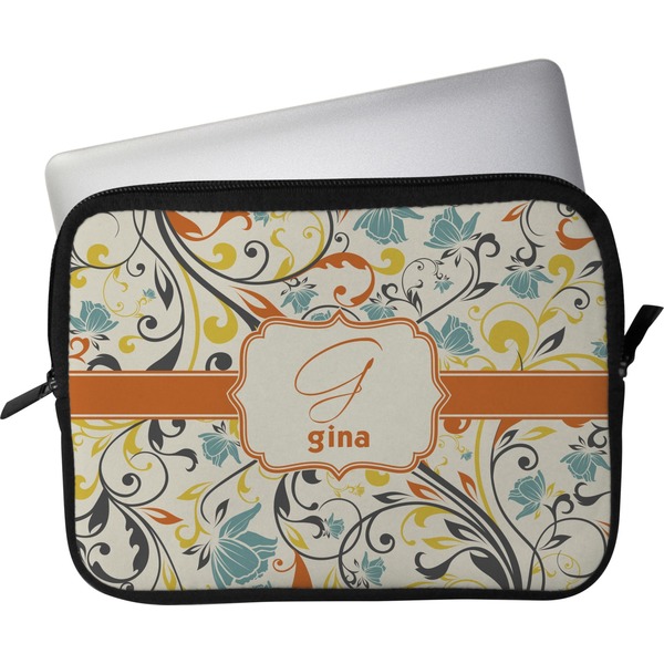 Custom Swirly Floral Laptop Sleeve / Case - 13" (Personalized)