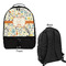Swirly Floral Large Backpack - Black - Front & Back View