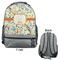 Swirly Floral Large Backpack - Gray - Front & Back View