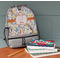 Swirly Floral Large Backpack - Gray - On Desk