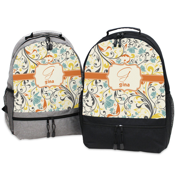 Swirly Floral Large Backpacks - Both