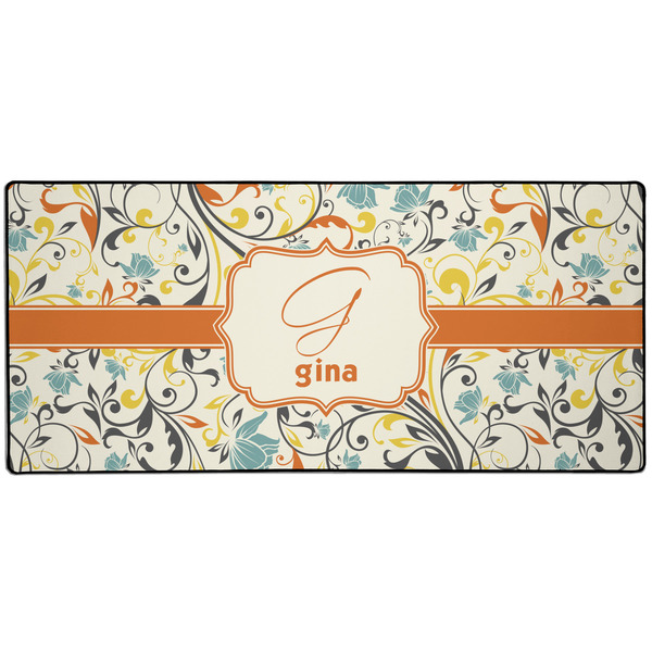 Custom Swirly Floral 3XL Gaming Mouse Pad - 35" x 16" (Personalized)
