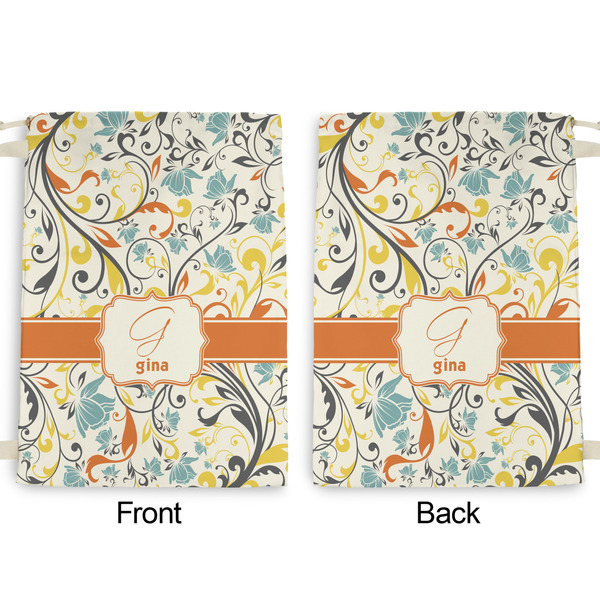 Swirly Floral Large Laundry Bag - Front & Back View