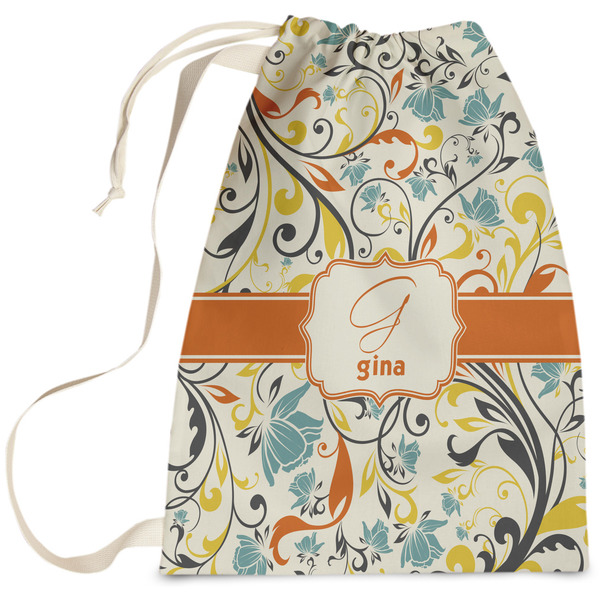 Custom Swirly Floral Laundry Bag - Large (Personalized)