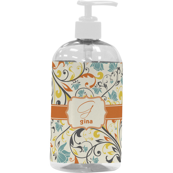 Swirly Floral Large Liquid Dispenser (16 oz) - White