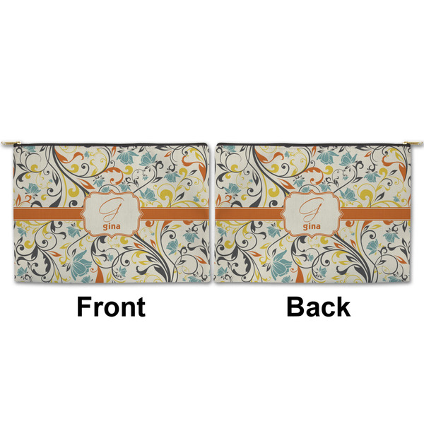 Swirly Floral Large Zipper Pouch Approval (Front and Back)