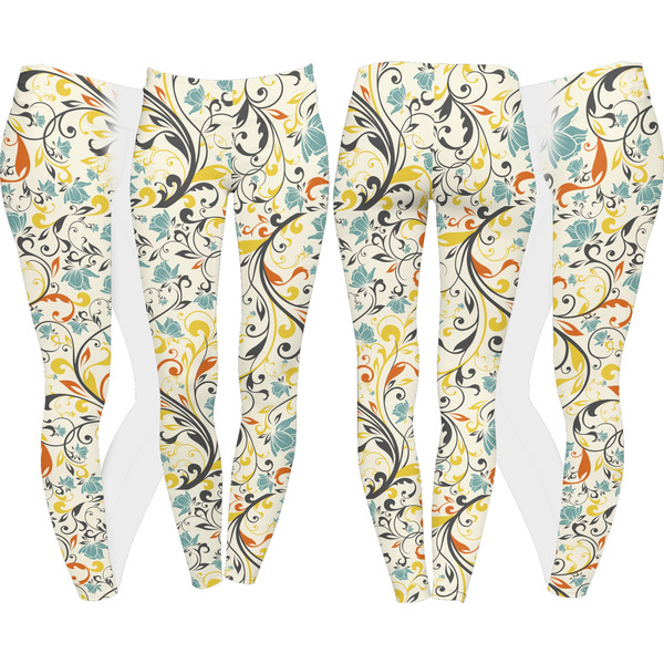 Swirly Floral Leggings Turn Around - Apvl