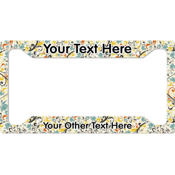 Custom Swirly Floral License Plate Frame - Style A (Personalized)