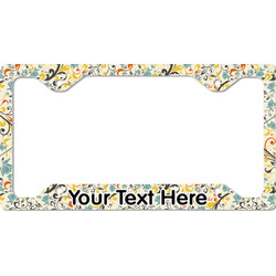 Swirly Floral License Plate Frame - Style C (Personalized)