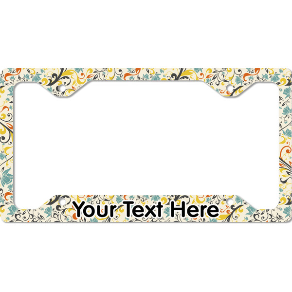 Swirly Floral License Plate Frame - Style C
