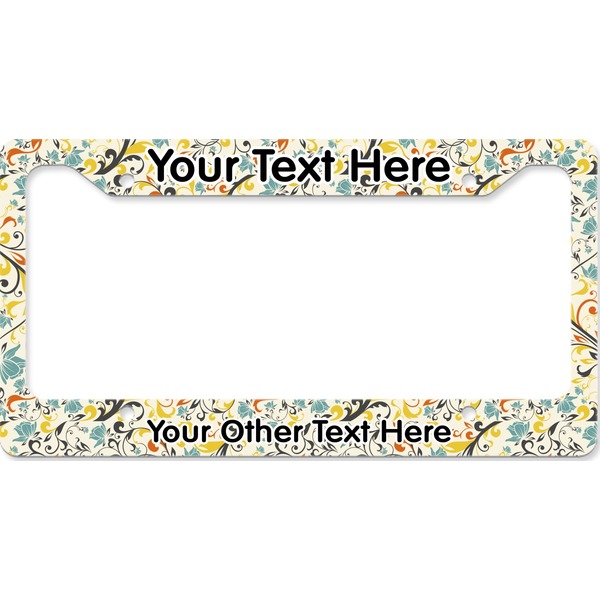 Custom Swirly Floral License Plate Frame - Style B (Personalized)