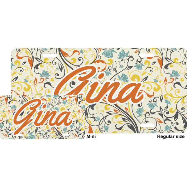 Swirly Floral License Plate (Sizes)